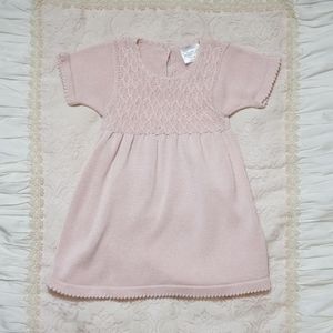 Luxury Pure Pima Cotton Pink Knitted Dress 6-9m